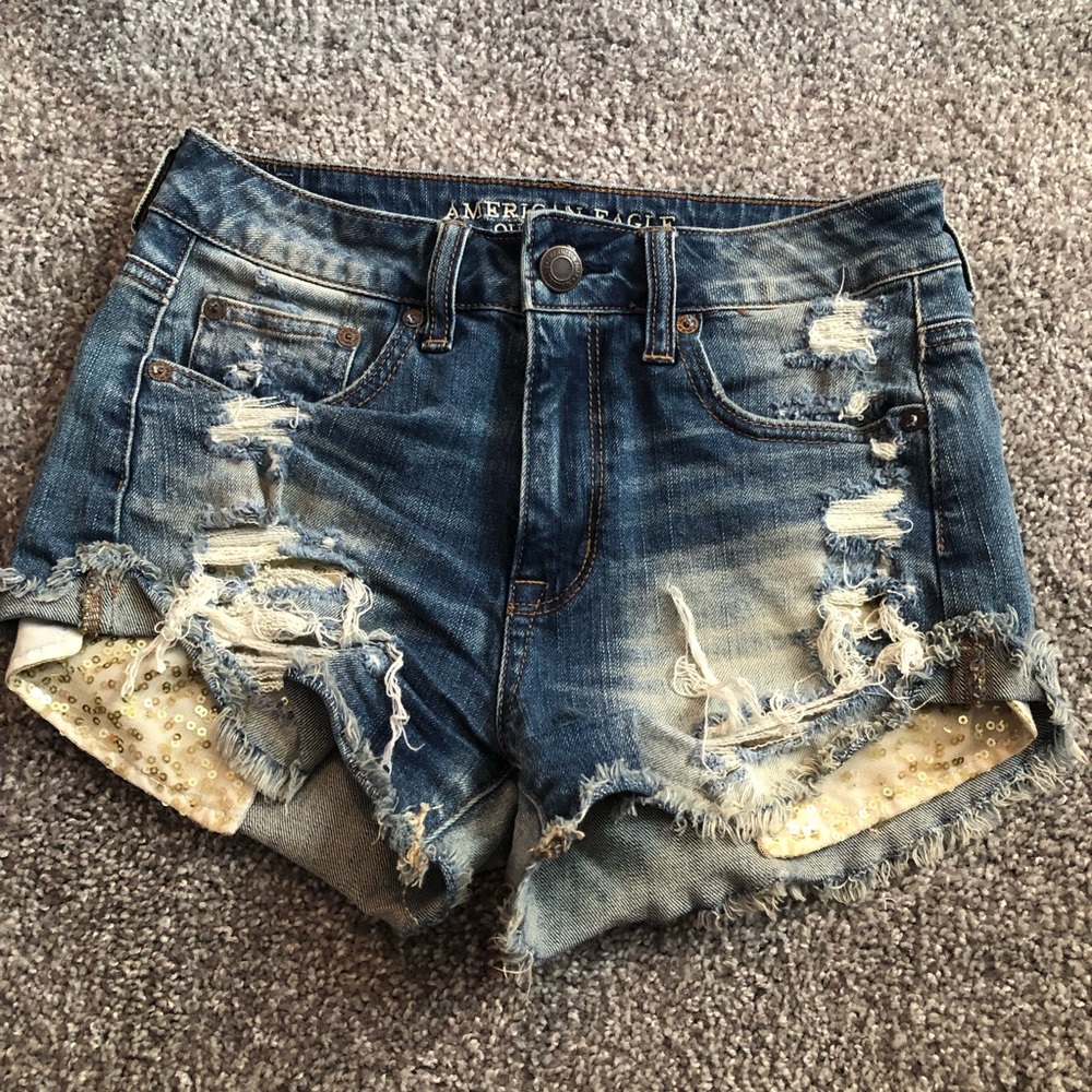 Distressed American Eagle Jean Shorts
